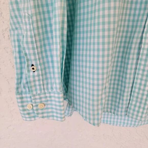 Tommy Hilfiger Long Sleeve Check Button Down Shirt Mens XL Teal Blue Classic Fit - Picture 4 of 9